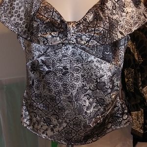 Alex Evenings Shawl-Collar Cocktail Top L-Pettite